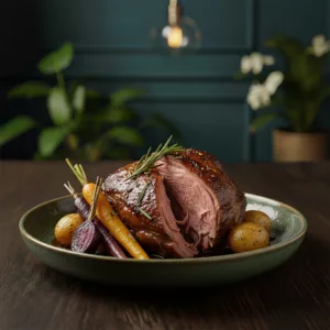 Épaule d'agneau confite 7h au romarin légumes rôtis pommes grenaille au restaurant La Cour Paris 11