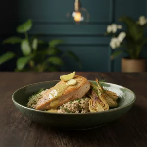 Pavé de truite d'Île-de-France beurre citronné fenouil rôti riz complet bio au restaurant La Cour Paris 11